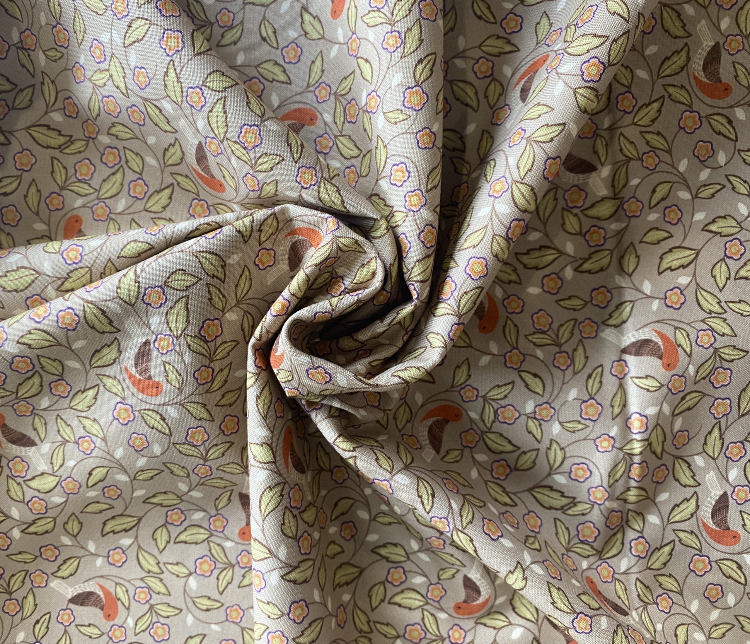 Isabella - Arts & Crafts Birds Dark Taupe - Irene and Lewis - Image 3