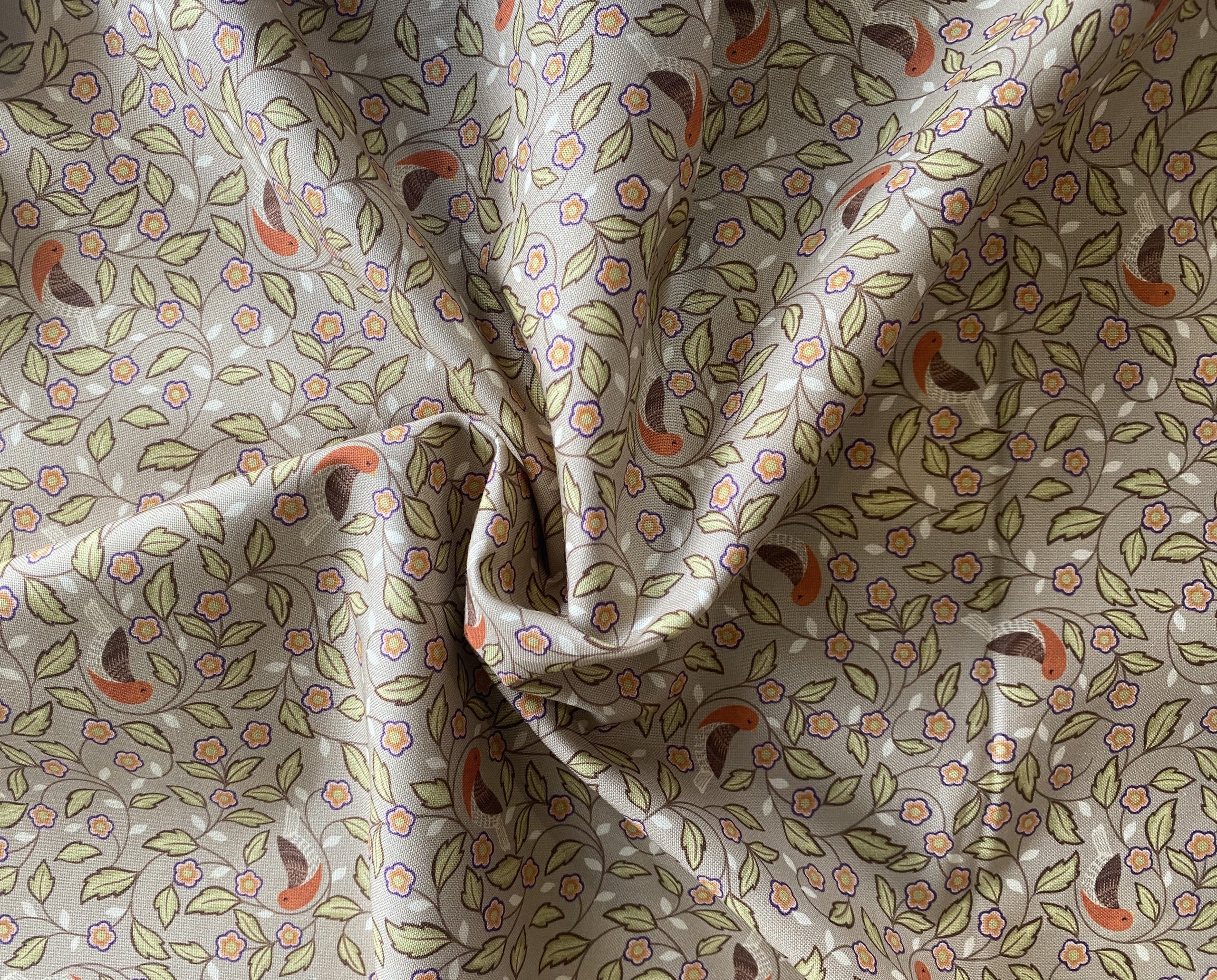 Isabella - Arts & Crafts Birds Dark Taupe - Irene and Lewis - Image 2