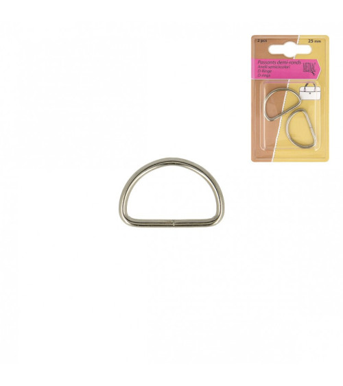 Set of 2 half-round antique loops / D - rings 25mm