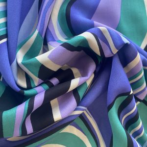 Viscose Challis - Teal Waves - Image 2