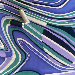Viscose Challis - Teal Waves - Image 4