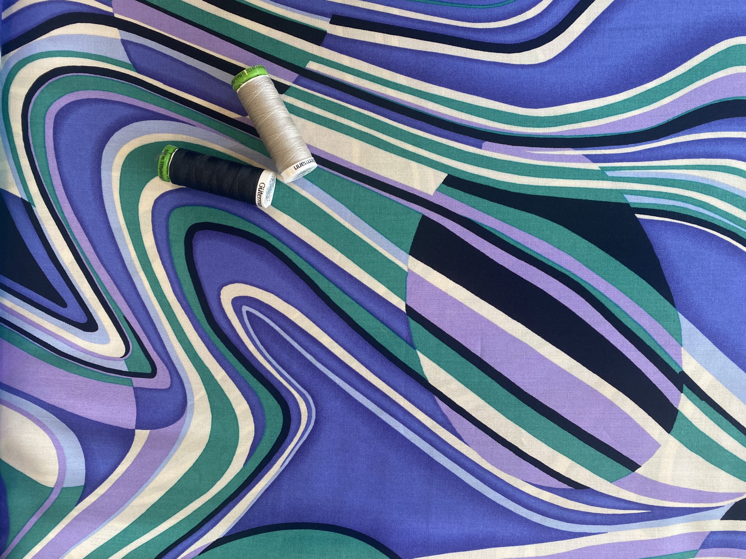Viscose Challis - Teal Waves - Image 4