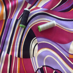 Viscose Challis - Magenta Waves - Image 3