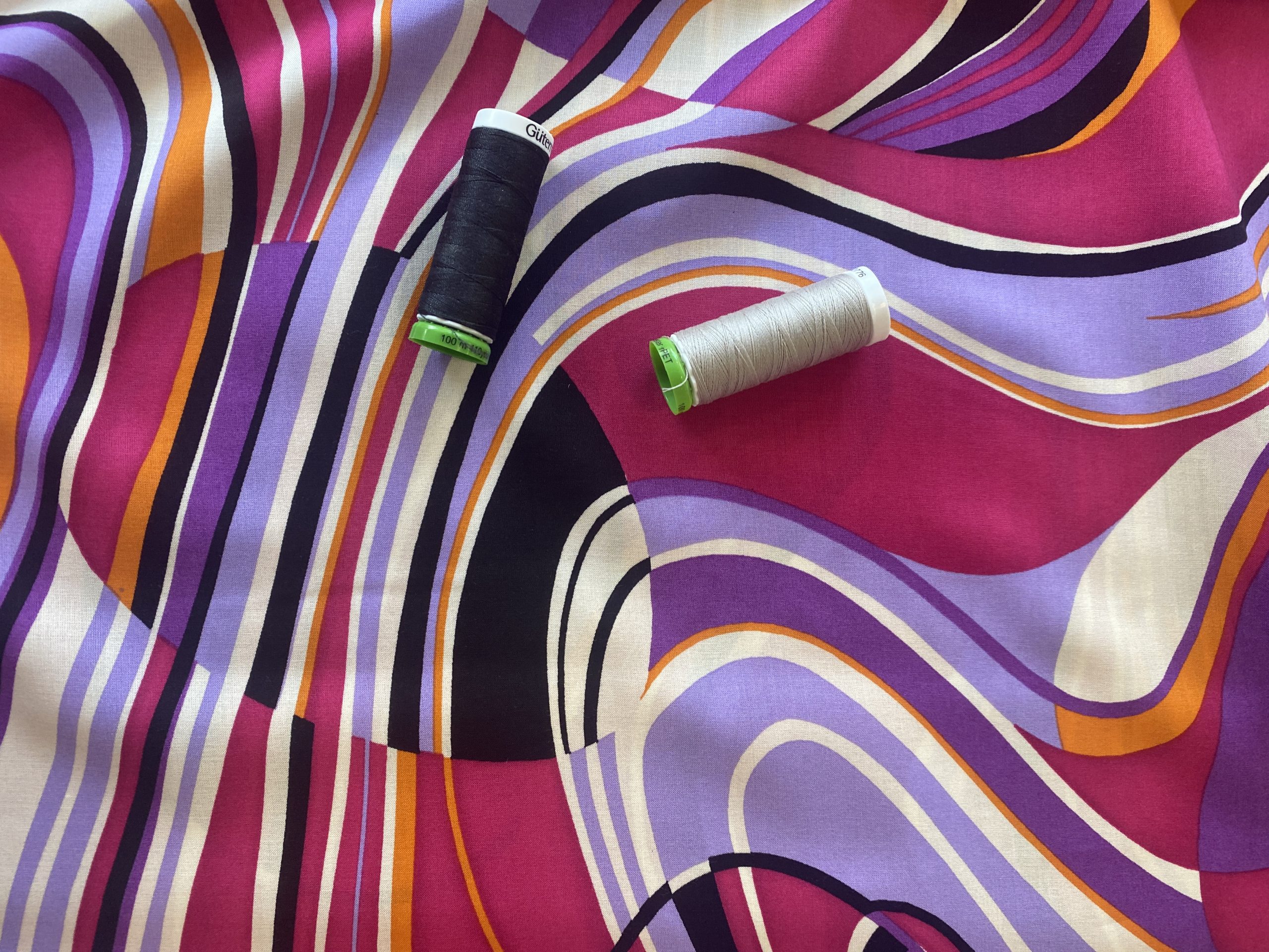 Viscose Challis - Magenta Waves - Image 3