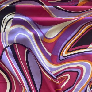 Viscose Challis - Magenta Waves