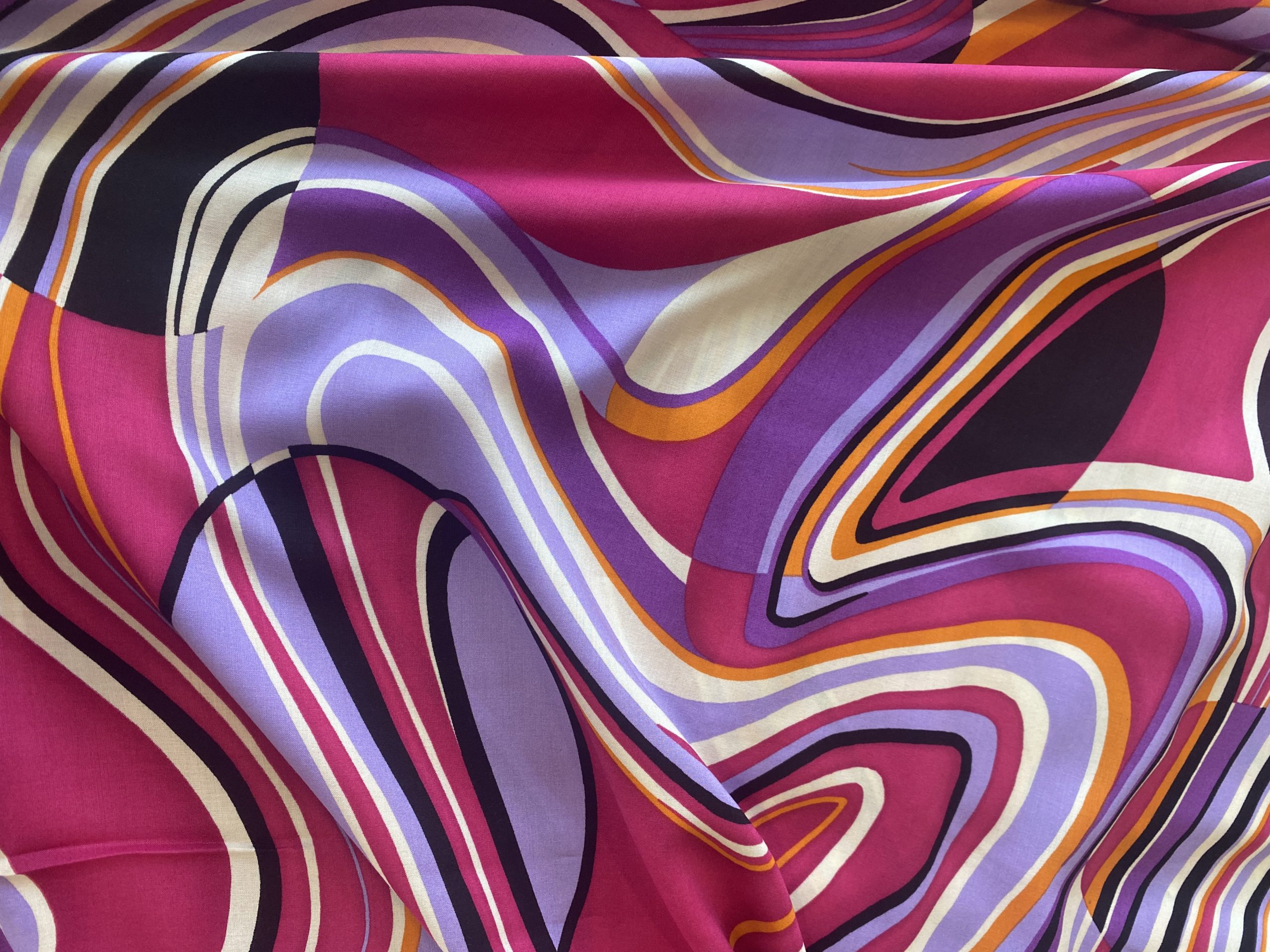 Viscose Challis - Magenta Waves