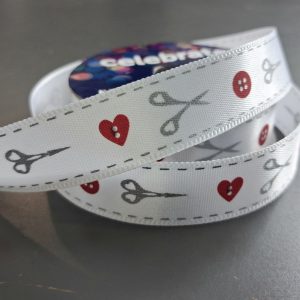 Celebrate Ribbon By The Spool - 16mm x 4m - Button & Scissors Pattern