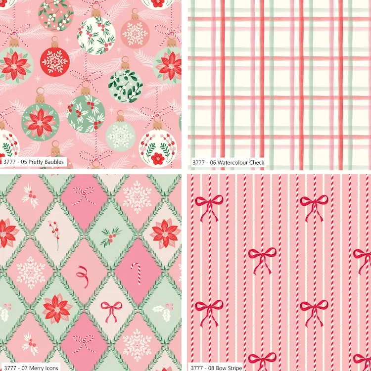Craft Cotton Co - Baubles & Bows Berries - Pink- Fat Quarter Bundle (pack of 4) - Image 2